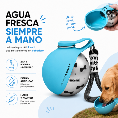 Botella Portátil 2 en 1 para Perros